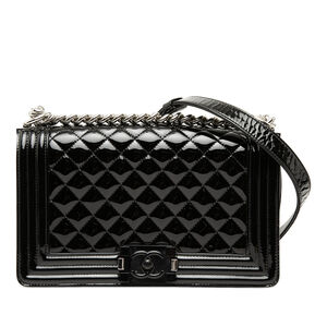 Pre-Loved Chanel Old Medium Quilted Patent Acrylic Boy Flap